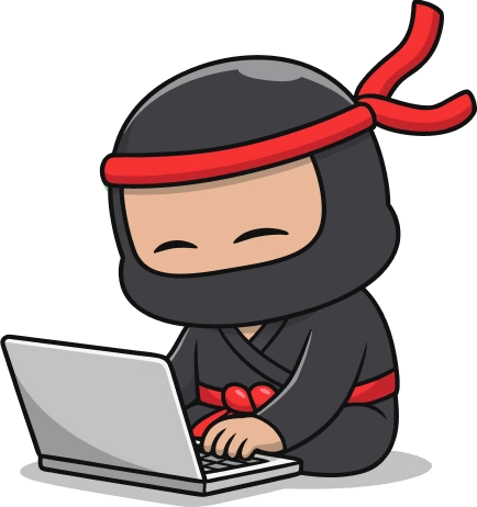 Ninja developer with laptop